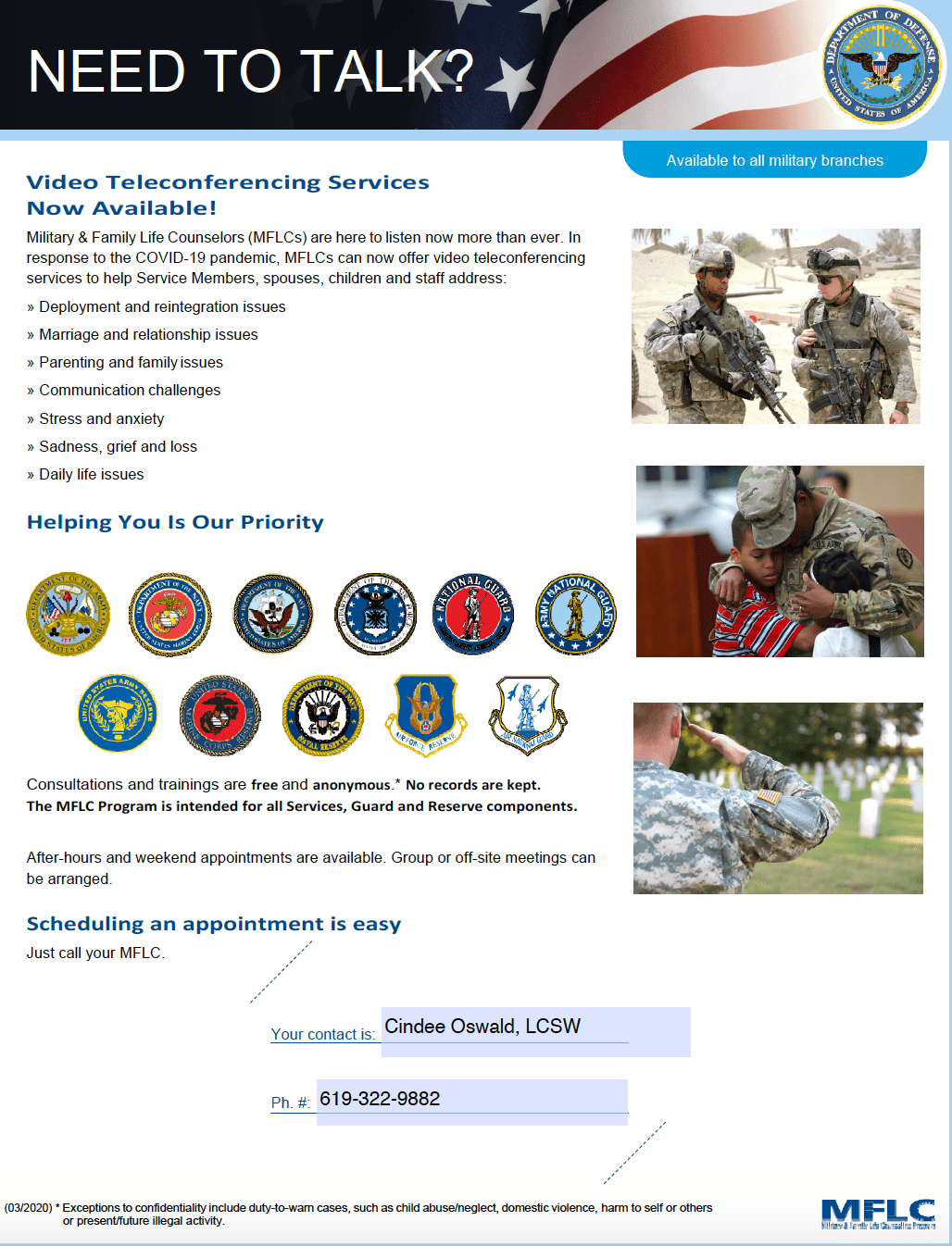 Military Life Family Counselor – Tiffany Elementary School